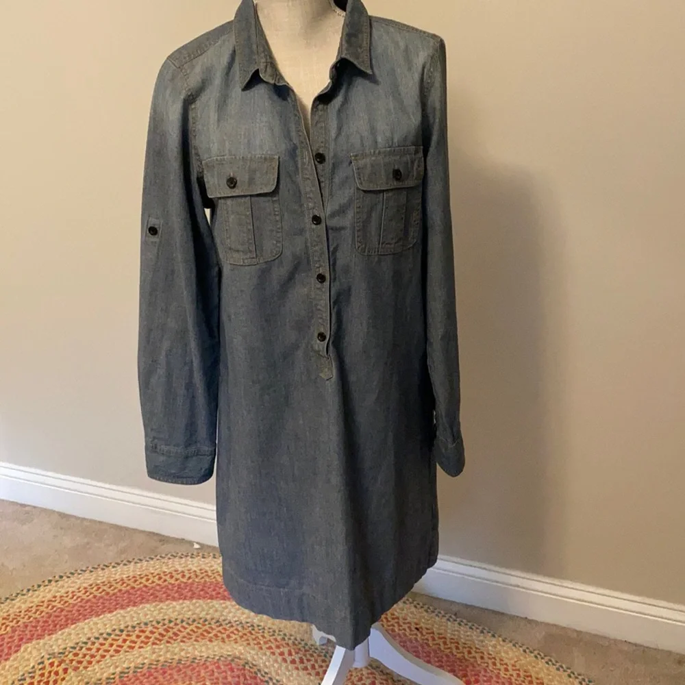 Like New J. Crew Chambray Long Sleeve Dress - Picture 1 of 5
